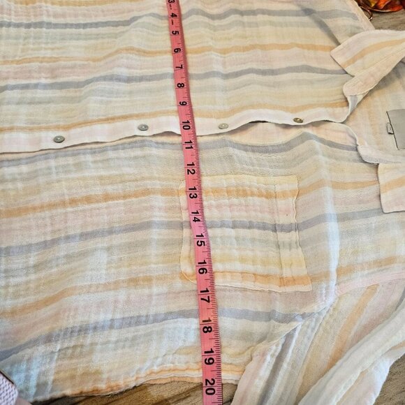 Rails Ellis Aurora Shirt Medium Gauze Pastel Stripe Button Long Sleeve Cotton - Picture 10 of 10